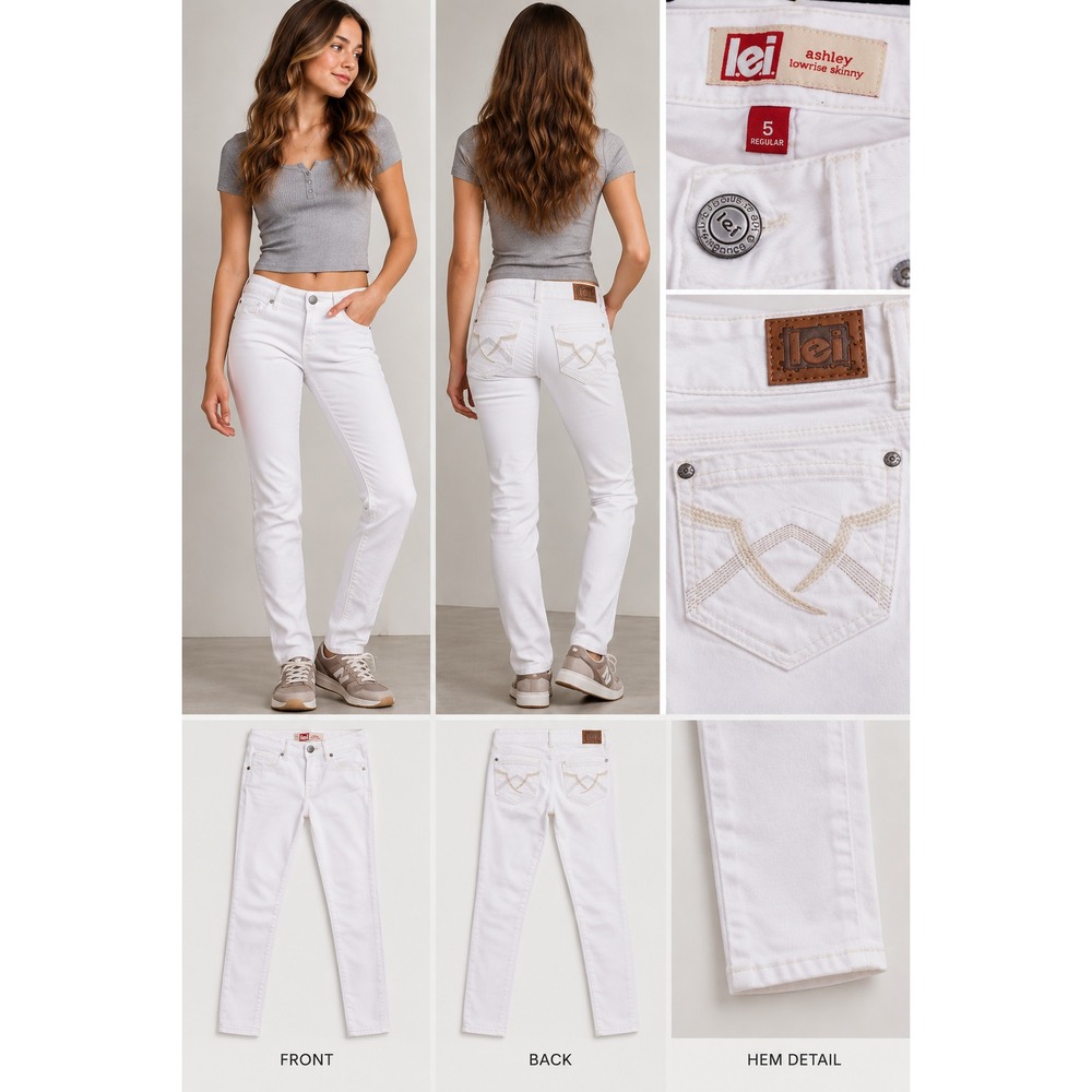 LEI Ashley Jeans Lowrise Skinny White size 5 Women Casual Stretch
